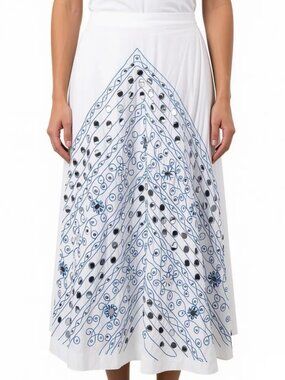 Boho Chic Full Circle Skirt- Embroidered + Sequins